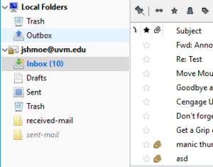 Thunderbird Inbox folder.