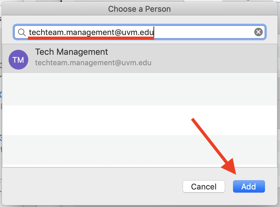 Outlook for Mac Choose a delegate search.