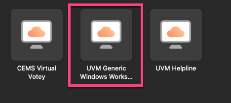 VMWare Horizon Client Desktop selection.